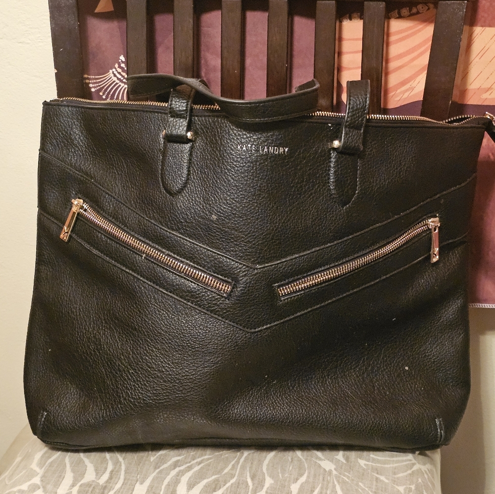 Kate Landry Black Tote with Gold Accents